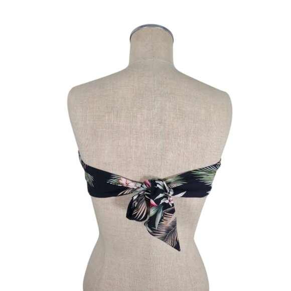 Tropical Print Bandeau Bikini Top Twisted Front - Picture 3 of 7